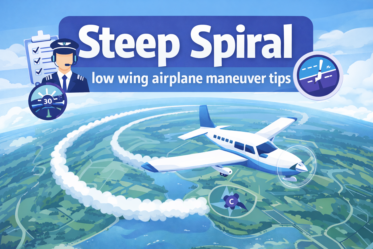 Low Wing Airplane Maneuver Tips - Steep Spiral 